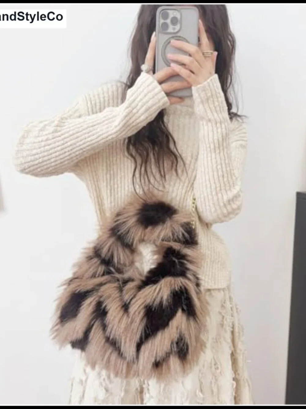 Faux Fur Hobo Tote Bag Lightweight Shoulder Crossbody Purse Women Handbag